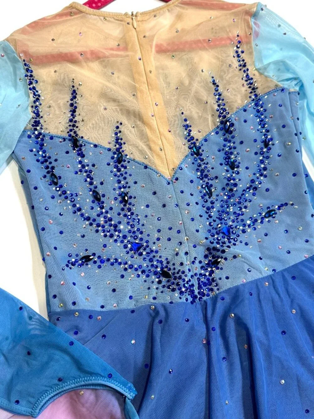 New Blue Pink Crystal Skating Dress Girls 14